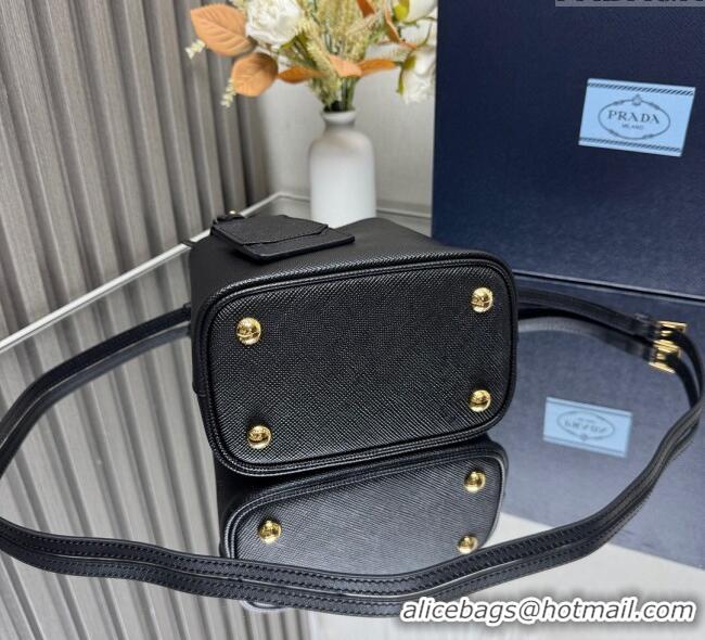 Big Discount Prada Panier mini Saffiano leather bucket bag 1BA217 Black/Red 2025