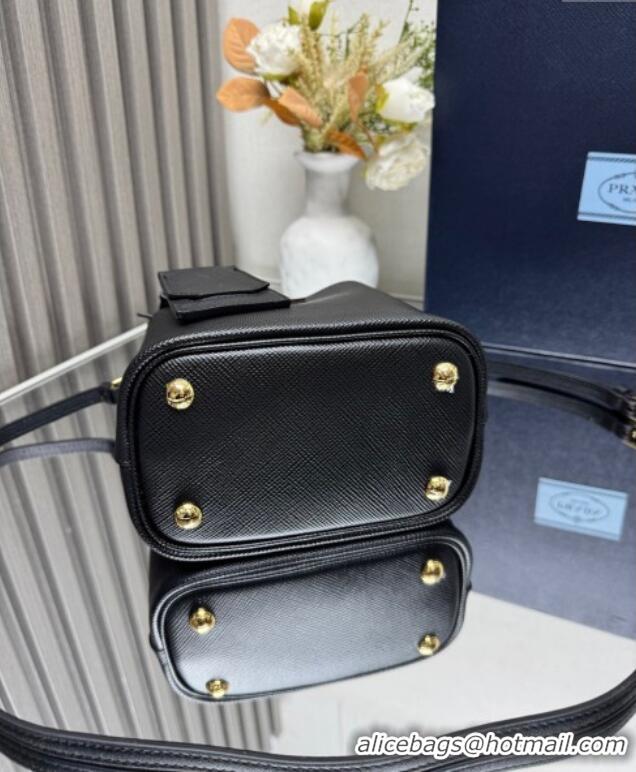 Good Looking Prada Panier mini Saffiano leather bucket bag 1BA217 Black 2025