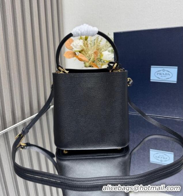 Good Looking Prada Panier mini Saffiano leather bucket bag 1BA217 Black 2025