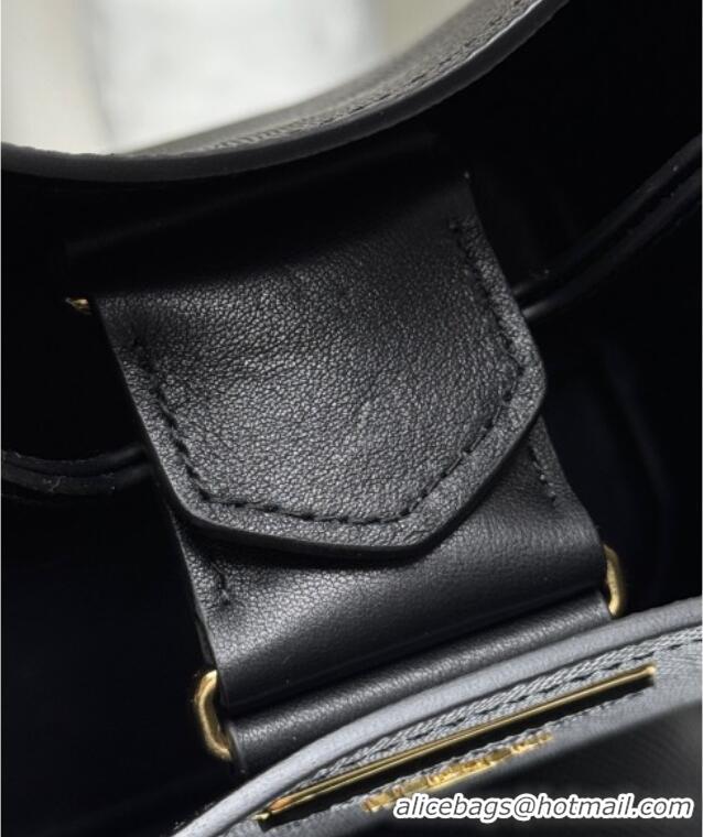 Good Looking Prada Panier mini Saffiano leather bucket bag 1BA217 Black 2025