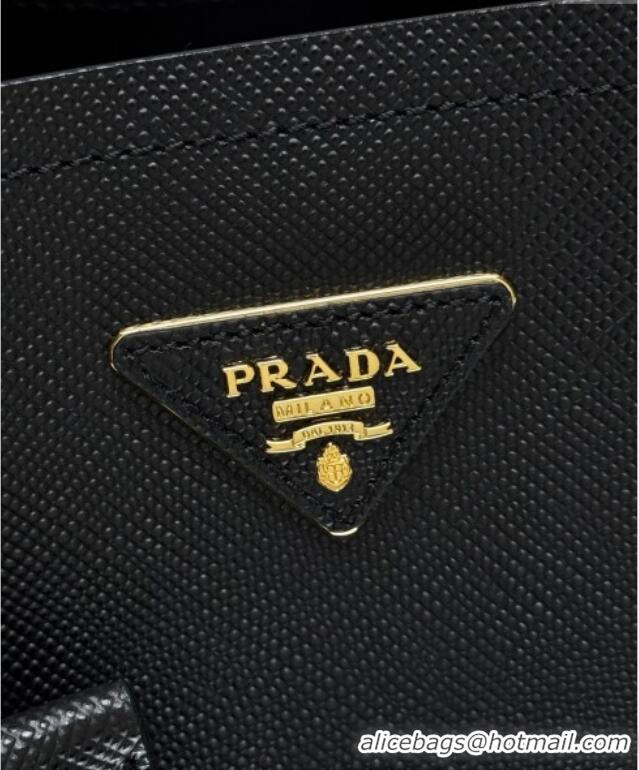 Good Looking Prada Panier mini Saffiano leather bucket bag 1BA217 Black 2025