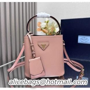 Low Cost Prada Panier mini Saffiano leather bucket bag 1BA217 Pink 2025