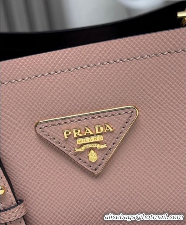 Low Cost Prada Panier mini Saffiano leather bucket bag 1BA217 Pink 2025