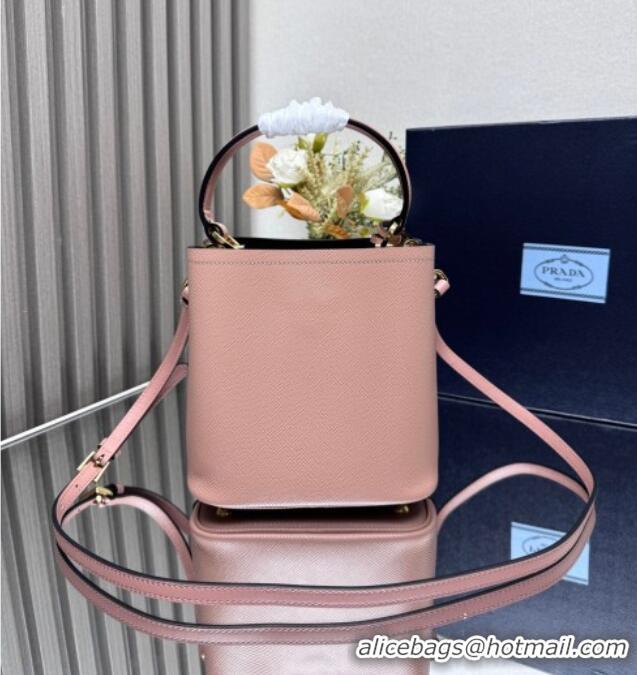 Low Cost Prada Panier mini Saffiano leather bucket bag 1BA217 Pink 2025