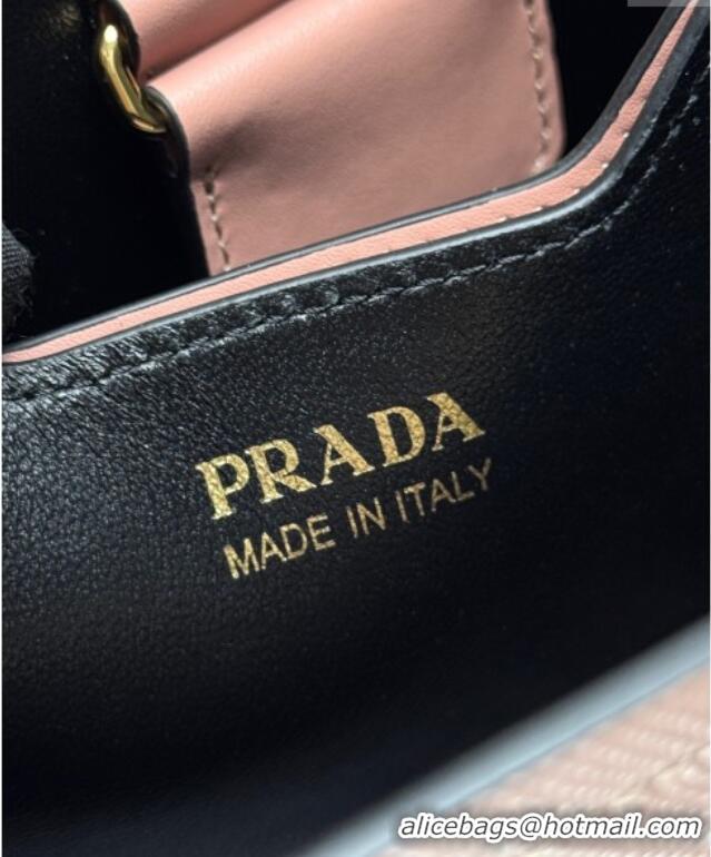 Low Cost Prada Panier mini Saffiano leather bucket bag 1BA217 Pink 2025