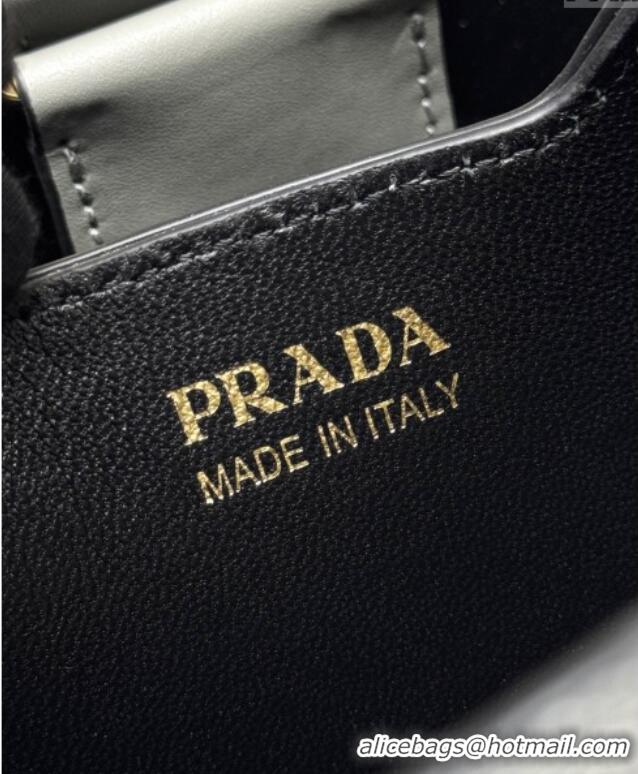 Top Quality Prada Panier mini Saffiano leather bucket bag 1BA217 Grey 2025