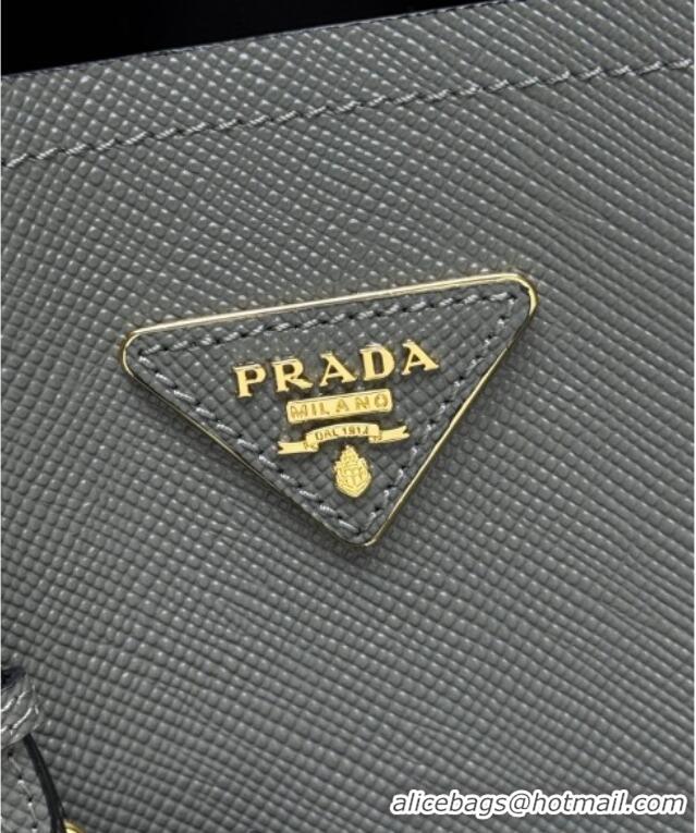 Top Quality Prada Panier mini Saffiano leather bucket bag 1BA217 Grey 2025