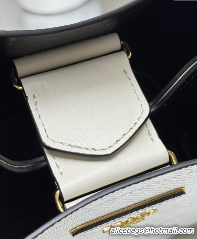 Top Design Prada Panier mini Saffiano leather bucket bag 1BA217 White 2025