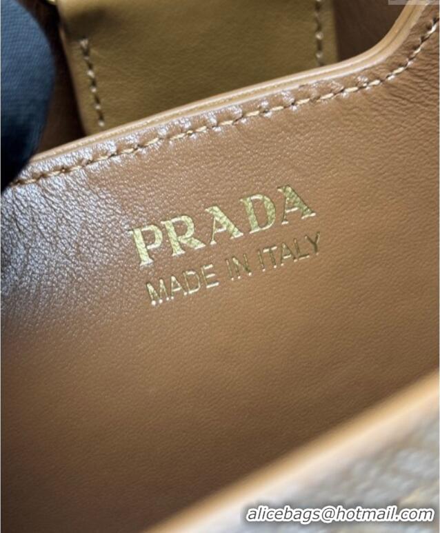 Famous Brand Prada Panier mini Saffiano leather bucket bag 1BA217 Brown 2025