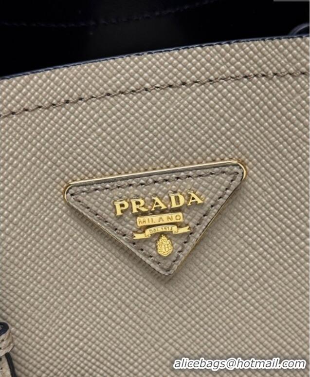 Buy Cheapest Prada Panier mini Saffiano leather bucket bag 1BA217 Beige 2025