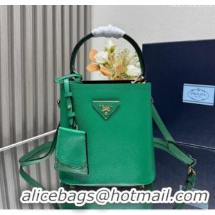 Unique Style Prada Panier mini Saffiano leather bucket bag 1BA217 Green 2025