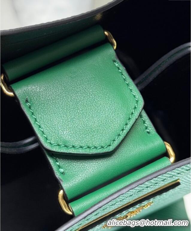 Unique Style Prada Panier mini Saffiano leather bucket bag 1BA217 Green 2025