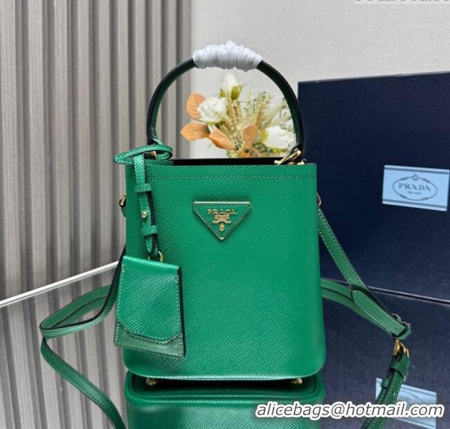 Unique Style Prada Panier mini Saffiano leather bucket bag 1BA217 Green 2025