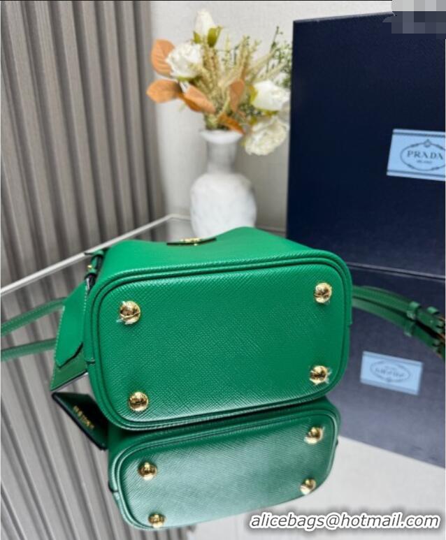 Unique Style Prada Panier mini Saffiano leather bucket bag 1BA217 Green 2025