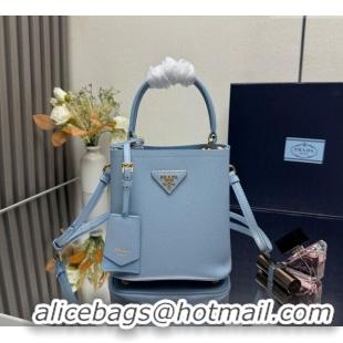 Good Taste Prada Panier mini Saffiano leather bucket bag 1BA217 Light Blue 2025 (New Tag)