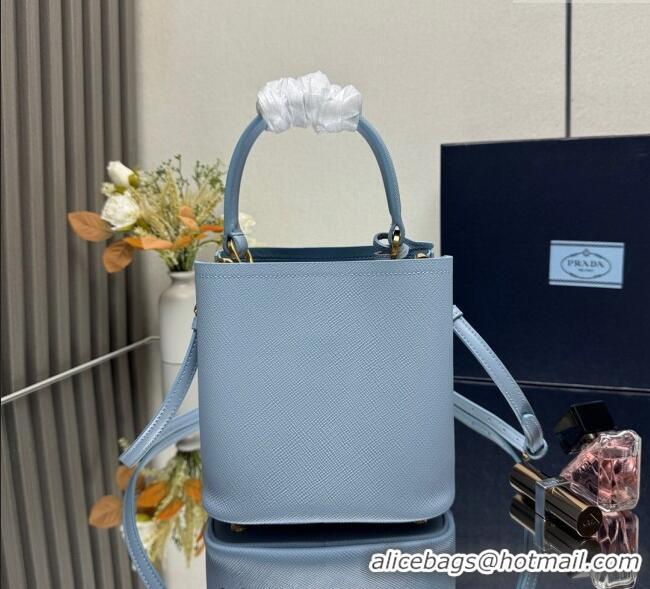 Good Taste Prada Panier mini Saffiano leather bucket bag 1BA217 Light Blue 2025 (New Tag)