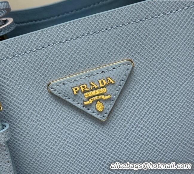 Good Taste Prada Panier mini Saffiano leather bucket bag 1BA217 Light Blue 2025 (New Tag)
