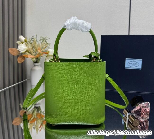 Super Quality Prada Panier mini Saffiano leather bucket bag 1BA217 Green 2025 (New Tag)