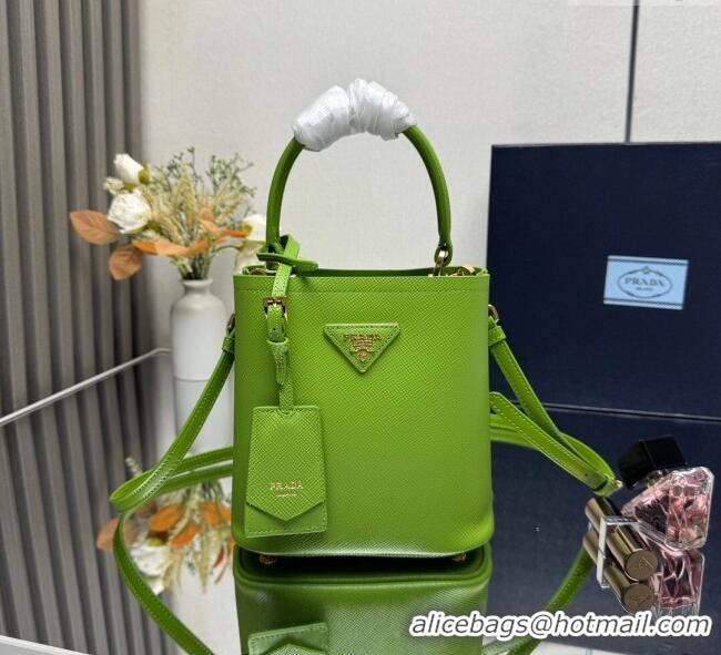 Super Quality Prada Panier mini Saffiano leather bucket bag 1BA217 Green 2025 (New Tag)