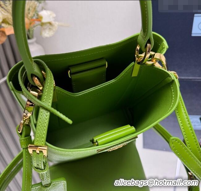 Super Quality Prada Panier mini Saffiano leather bucket bag 1BA217 Green 2025 (New Tag)
