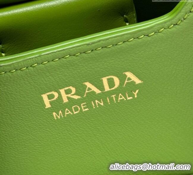Super Quality Prada Panier mini Saffiano leather bucket bag 1BA217 Green 2025 (New Tag)