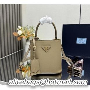 Affordable Price Prada Panier mini Saffiano leather bucket bag 1BA217 Beige 2025 (New Tag)
