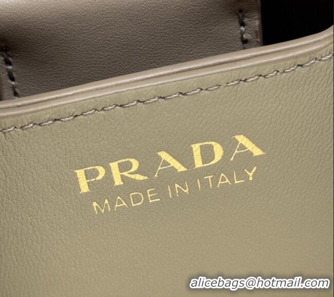 Affordable Price Prada Panier mini Saffiano leather bucket bag 1BA217 Beige 2025 (New Tag)