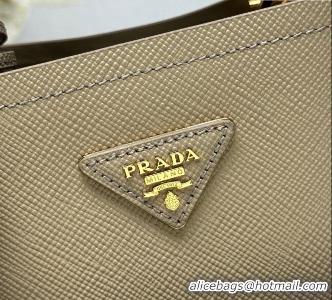 Affordable Price Prada Panier mini Saffiano leather bucket bag 1BA217 Beige 2025 (New Tag)