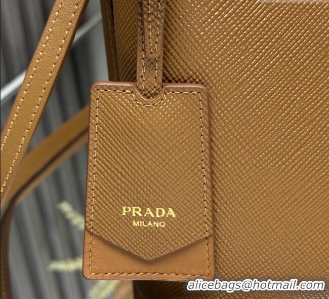 Best Quality Prada Panier mini Saffiano leather bucket bag 1BA217 Brown 2025 (New Tag)
