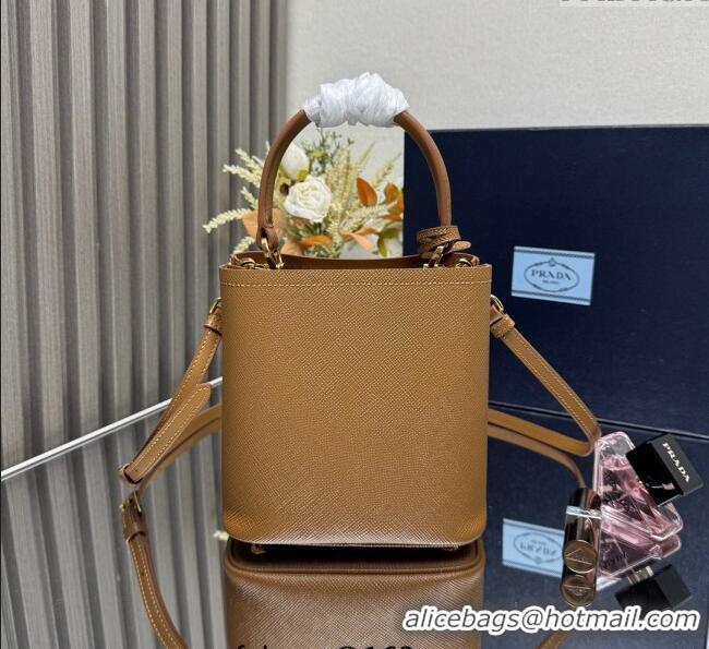 Best Quality Prada Panier mini Saffiano leather bucket bag 1BA217 Brown 2025 (New Tag)