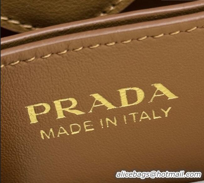 Best Quality Prada Panier mini Saffiano leather bucket bag 1BA217 Brown 2025 (New Tag)