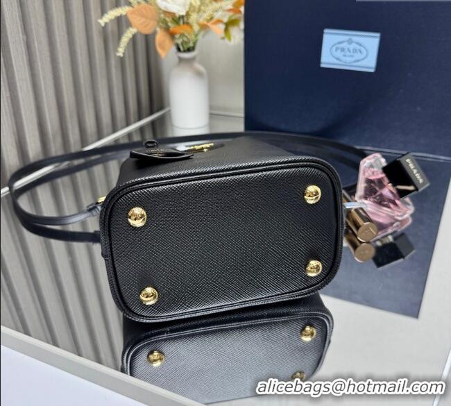 Good Product Prada Panier mini Saffiano leather bucket bag 1BA217 Black 2025 (New Tag)