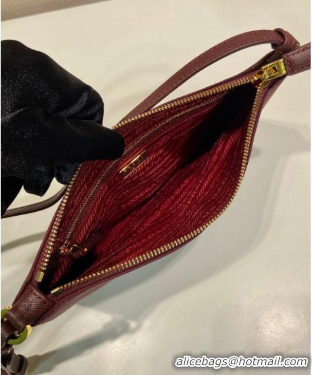 Top Quality Prada Re-Nylon Pouch Mini Bag 1NE545 Burgundy 2024