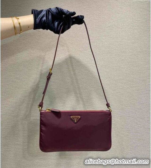 Top Quality Prada Re-Nylon Pouch Mini Bag 1NE545 Burgundy 2024