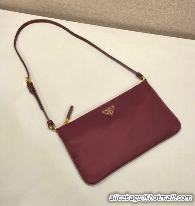Top Quality Prada Re-Nylon Pouch Mini Bag 1NE545 Burgundy 2024