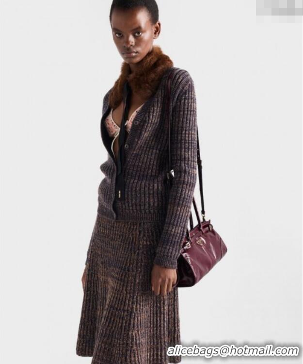 Famous Brand Prada Bonnie medium leather handbag 1BA426 Burgundy 2025