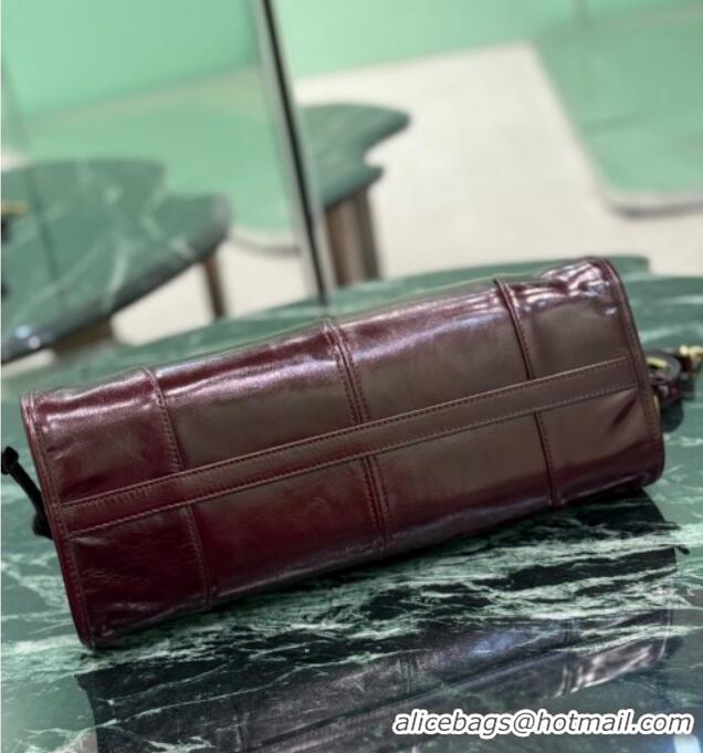 Famous Brand Prada Bonnie medium leather handbag 1BA426 Burgundy 2025