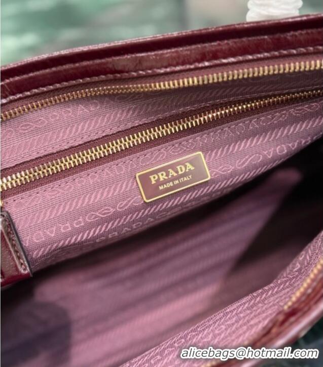 Grade Promotional Prada Bonnie large leather handbag 1BA433 Burgundy 2025