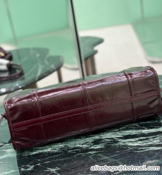 Grade Promotional Prada Bonnie large leather handbag 1BA433 Burgundy 2025