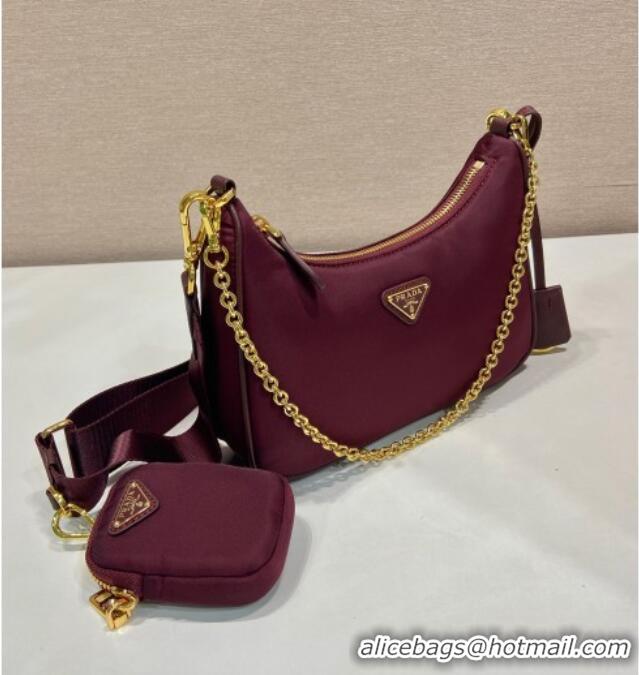 Best Design Prada Re-Edition 2005 Re-Nylon Bag 1BH204 Burgundy 2025