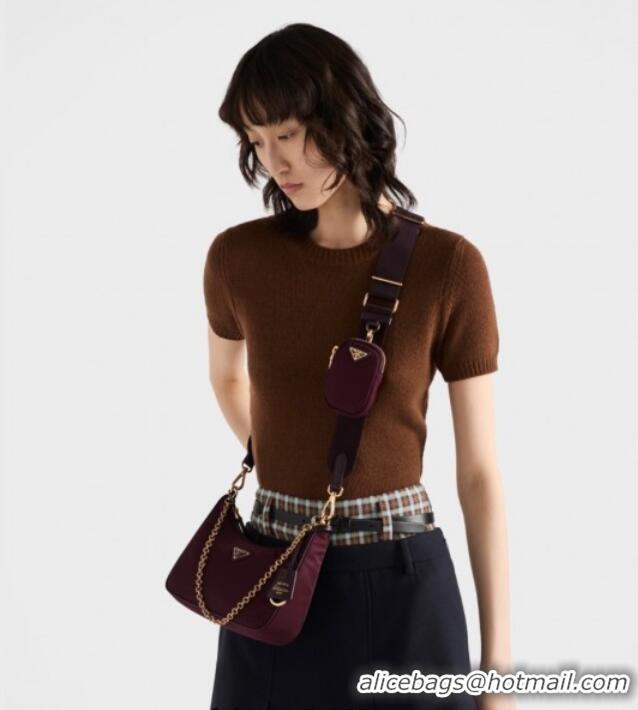 Best Design Prada Re-Edition 2005 Re-Nylon Bag 1BH204 Burgundy 2025