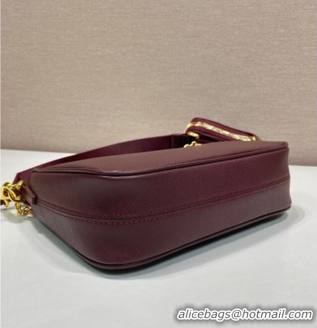 Best Price Prada Re-Edition 2005 Saffiano leather bag 1BH204 Burgundy 2025