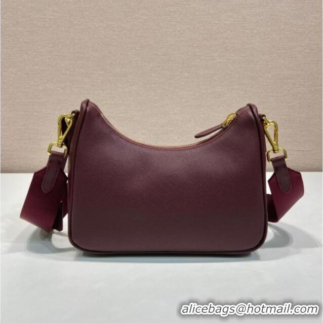 Best Price Prada Re-Edition 2005 Saffiano leather bag 1BH204 Burgundy 2025