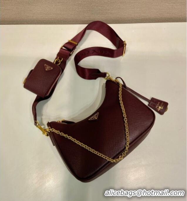 Best Price Prada Re-Edition 2005 Saffiano leather bag 1BH204 Burgundy 2025