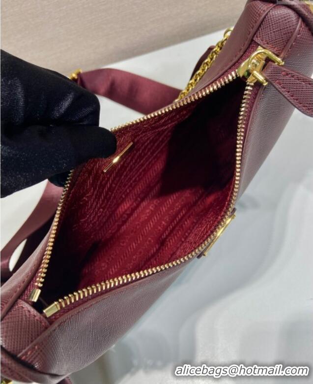 Best Price Prada Re-Edition 2005 Saffiano leather bag 1BH204 Burgundy 2025