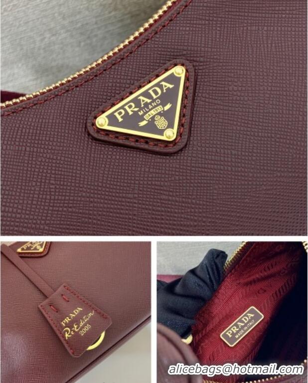 Best Price Prada Re-Edition 2005 Saffiano leather bag 1BH204 Burgundy 2025