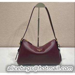 Best Grade Prada Aimee medium leather shoulder bag 1BC229 Burgundy 2025