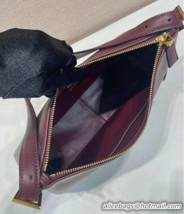 Best Grade Prada Aimee medium leather shoulder bag 1BC229 Burgundy 2025