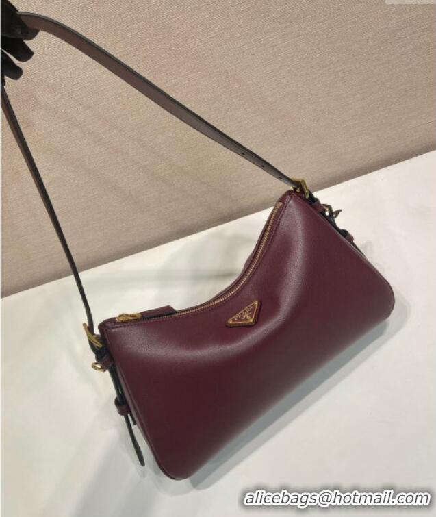 Best Grade Prada Aimee medium leather shoulder bag 1BC229 Burgundy 2025