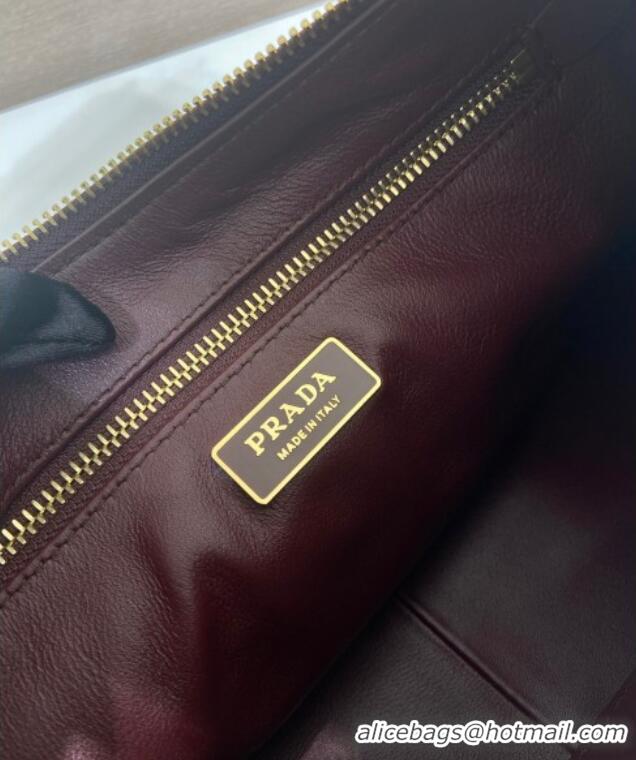 Best Grade Prada Aimee medium leather shoulder bag 1BC229 Burgundy 2025